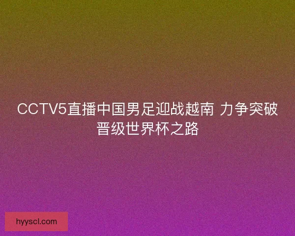 CCTV5直播中国男足迎战越南 力争突破晋级世界杯之路